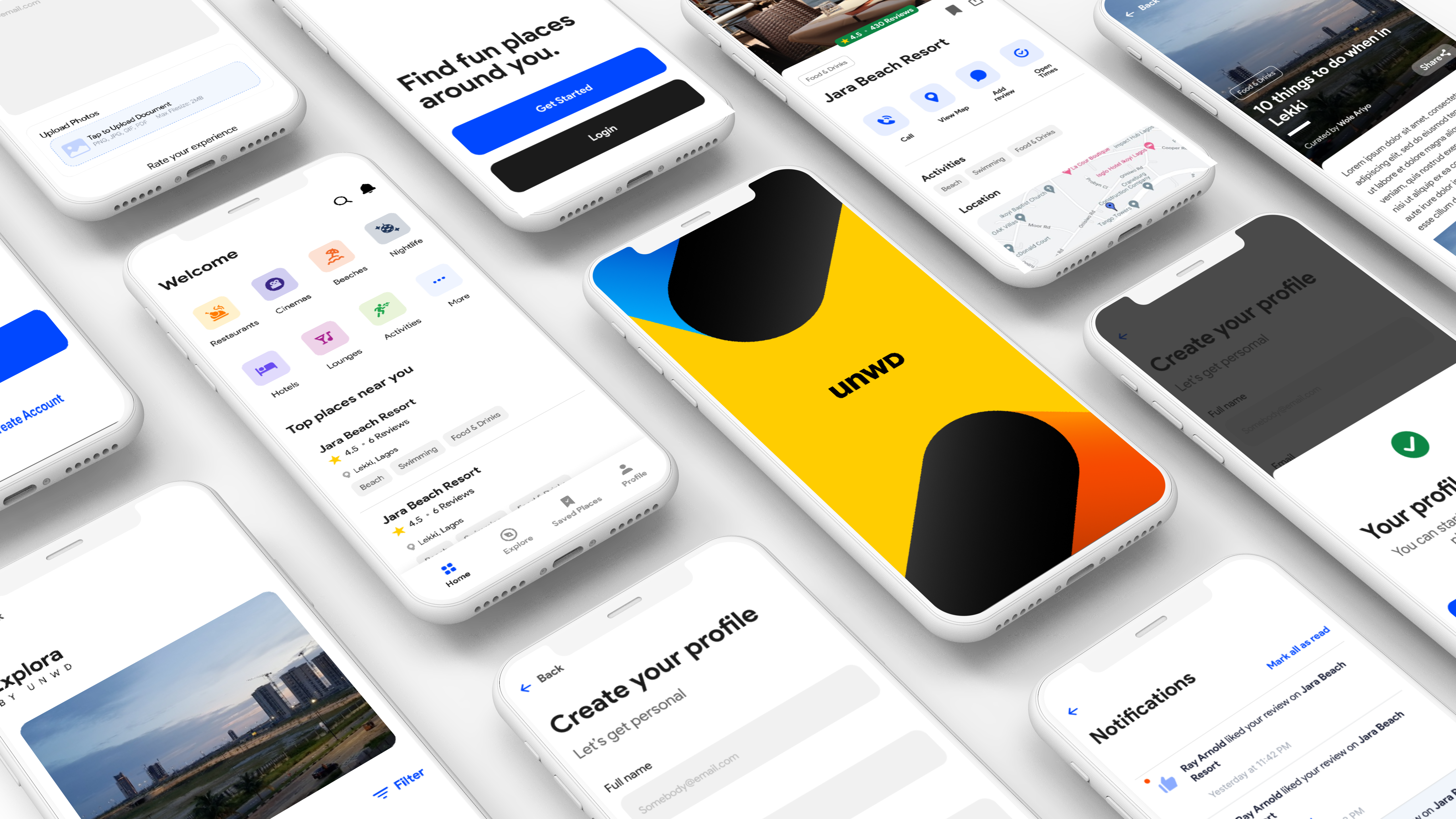 Stelo — multiple mobile screens in isometric view