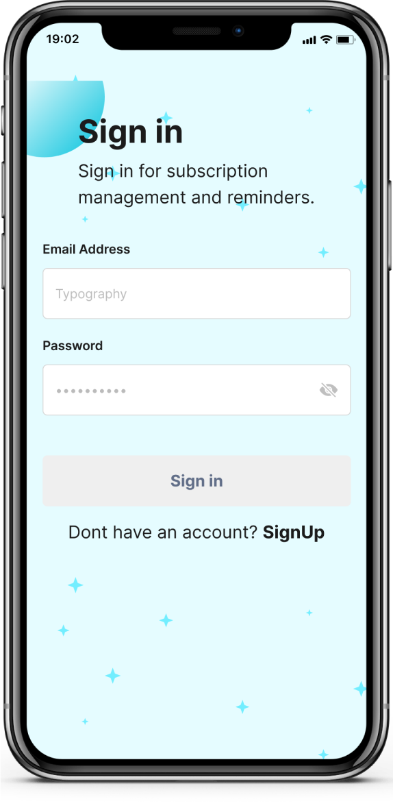 Subz screen — subscription list