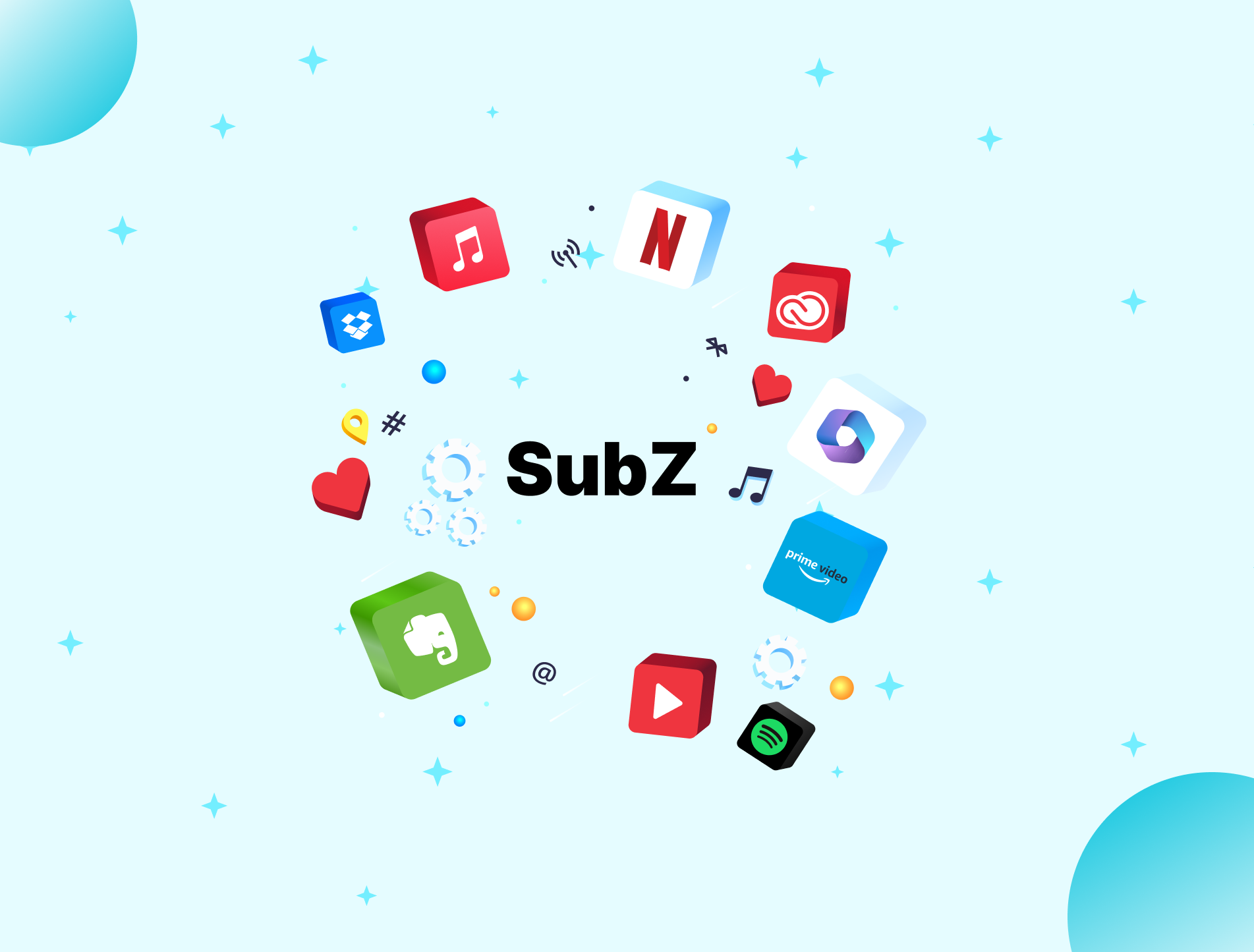 Subz subscription management app — mobile screens
